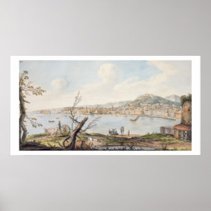 Bay of Naples from sea shore near the Maddalena Br Poster