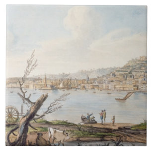 Bay of Naples from sea shore near the Maddalena Br Tile