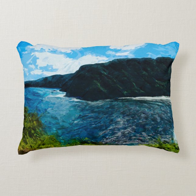 Bay On the Road to Hana Maui Hawaii Abstract Decorative Cushion (Front)