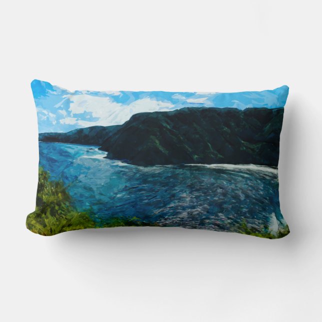 Bay On the Road to Hana Maui Hawaii Abstract Lumbar Cushion (Front)