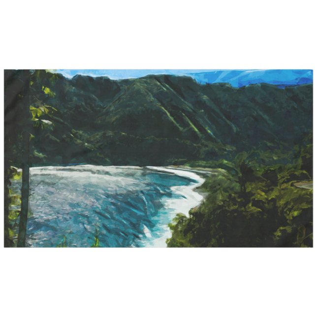 Bay On the Road to Hana Maui Hawaii Abstract Tablecloth (Front (Horizontal))