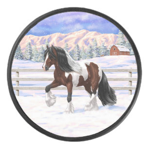 Bay Pinto Brown Skewbald Gypsy Vanner Tinker Horse Hockey Puck
