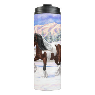 Bay Pinto Brown Skewbald Gypsy Vanner Tinker Horse Thermal Tumbler