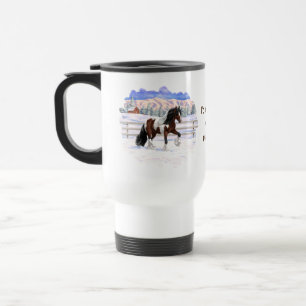 Bay Pinto Brown Skewbald Gypsy Vanner Tinker Horse Travel Mug