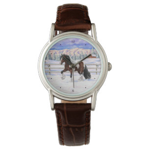 Bay Pinto Gypsy Vanner Draught Horse In Snow Watch