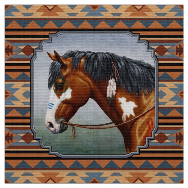 Bay Pinto War Horse Southwestern Design Fabric (Swatch)
