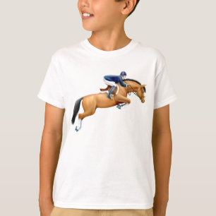 Bay Show Jumper Horse Kids T-Shirt
