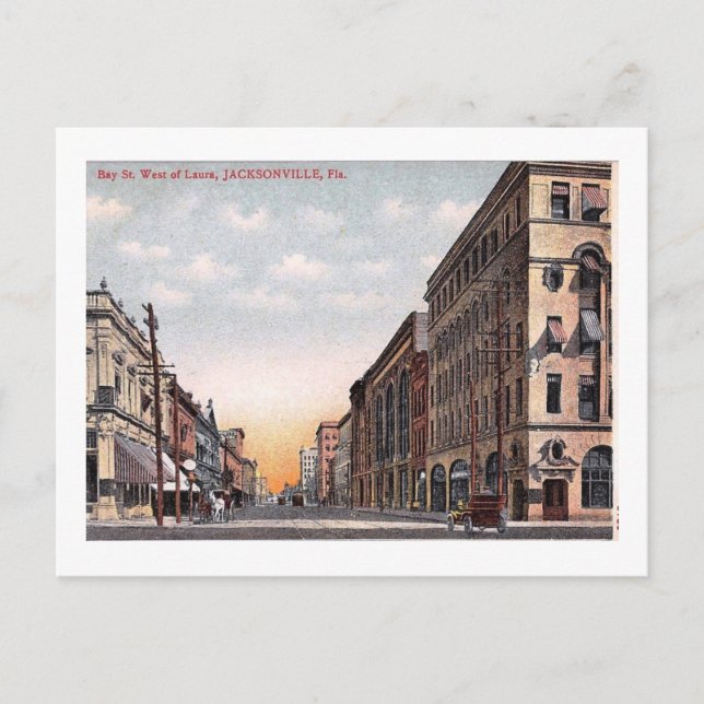 Bay St., Jacksonville, Florida Vintage Postcard (Front)