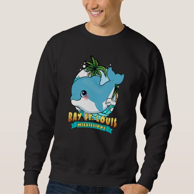 BAY ST LOUIS MISSISSIPPI Cute Baby Dolphin Beach S Sweatshirt (Front)