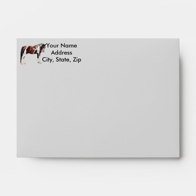 Bay Tobiano Paint Horse Envelope (Front)