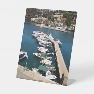 Bay with cruise boats in old city of Antalya Pedestal Sign