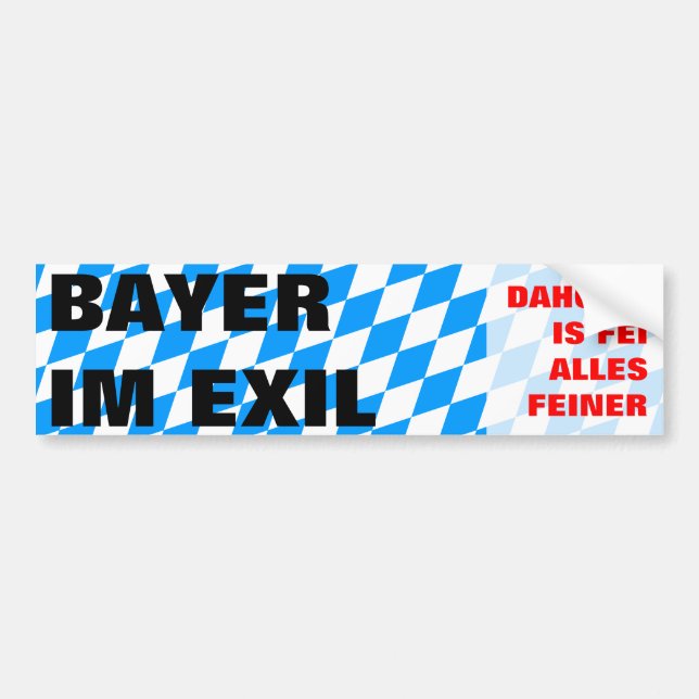 Bayer in exile bumper sticker (Front)
