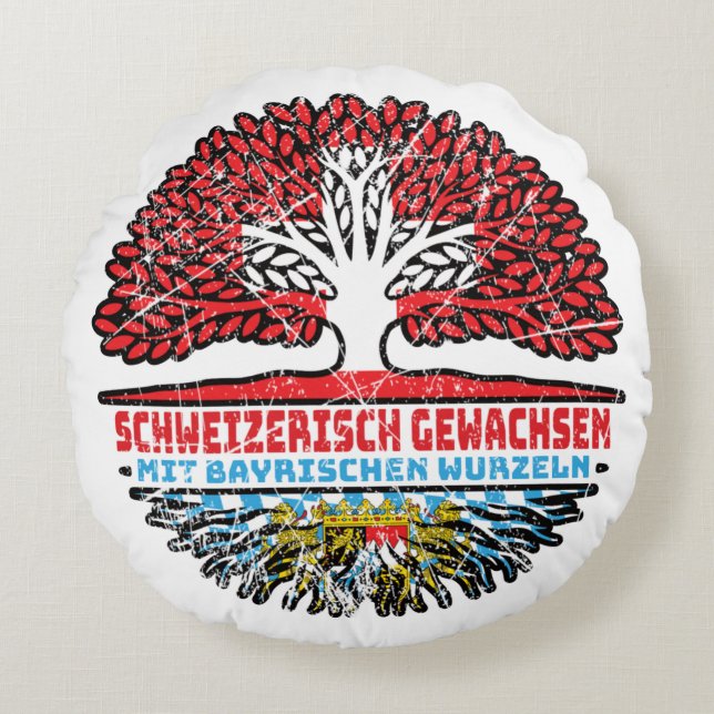 Bayern Bayrisch Schweizer Schweiz Baum Wurzel Round Cushion (Front)
