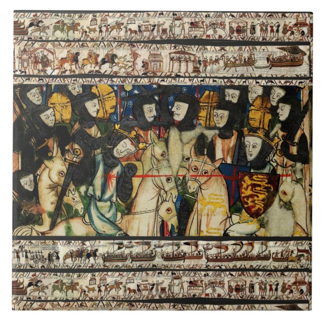 BAYEUX TAPESTRY 1066 Death of King Harold  Tile (Front)