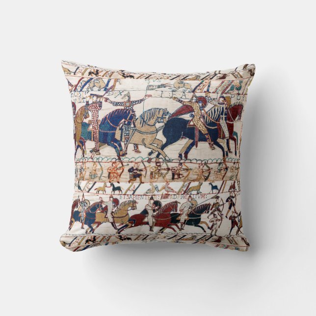 BAYEUX TAPESTRY 1066 NORMAN KNIGHTS AND ARCHERS CUSHION (Front)