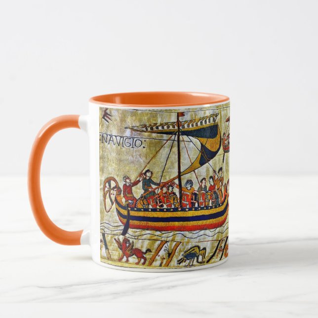 BAYEUX TAPESTRY 1066 VIKING SHIPS  MUG (Left)