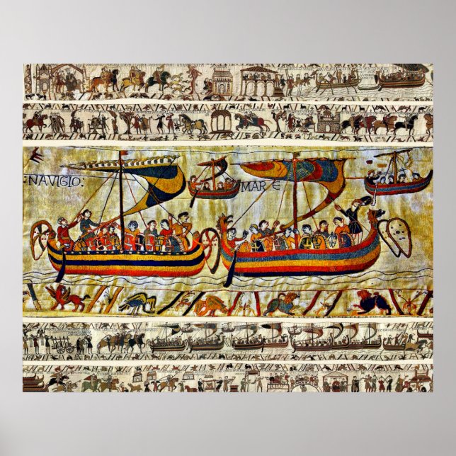 BAYEUX TAPESTRY 1066 VIKING SHIPS POSTER (Front)