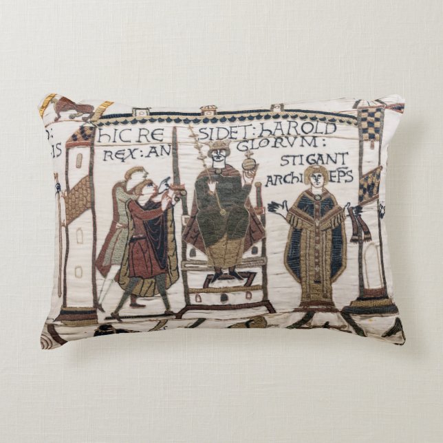 Bayeux Tapestry - King Harold Coronation Decorative Cushion (Front)
