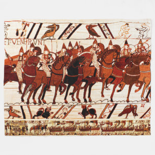 BAYEUX TAPESTRY NORMAN ARMY, KNIGHTS HORSEBACK FLEECE BLANKET