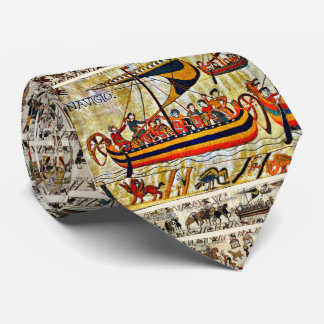 BAYEUX TAPESTRY VIKING SHIPS 1066 TIE