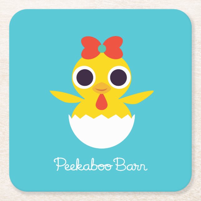 Bayla the Chick Square Paper Coaster (Front)