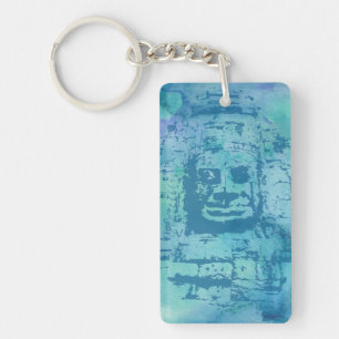 Bayon Face Blue Key Ring