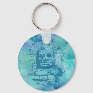 Bayon Face Blue Key Ring