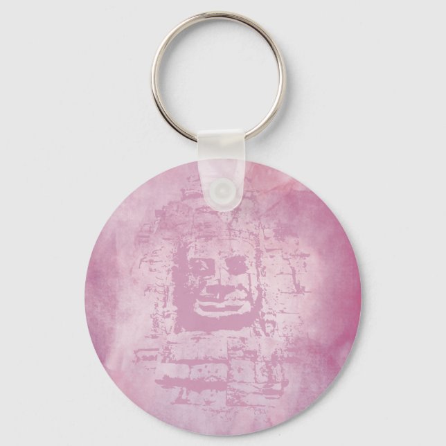 Bayon Face Pink Key Ring (Front)
