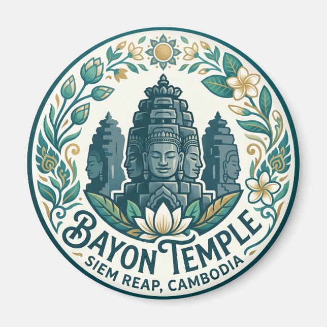 Bayon Temple Cambodia Magnet (Front)