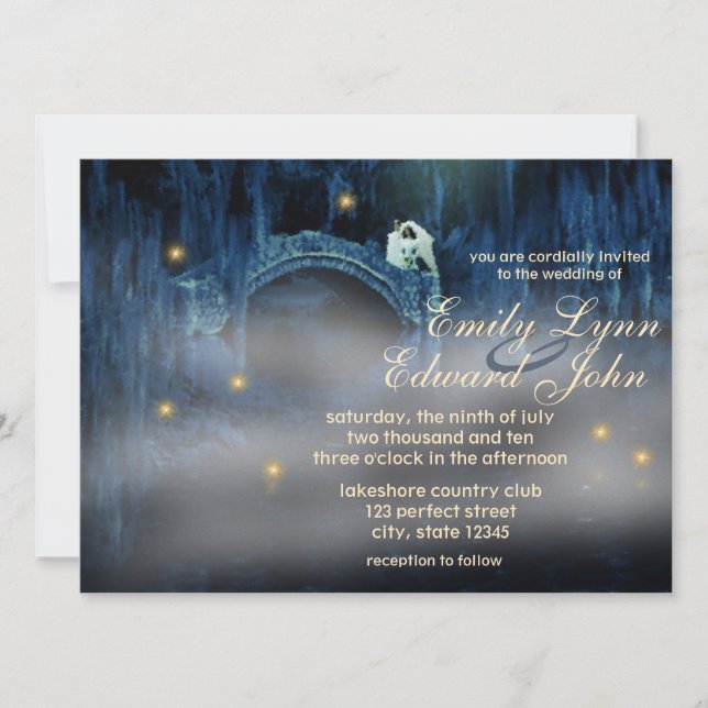 Bayou Bliss Brunette Wedding Invitation (Front)