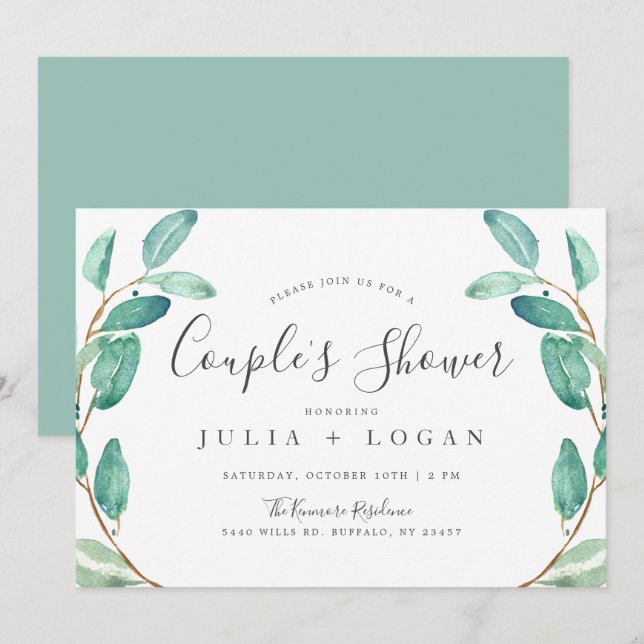 Bayou Botanicals Greenery | Couple's Shower Invitation (Front/Back)
