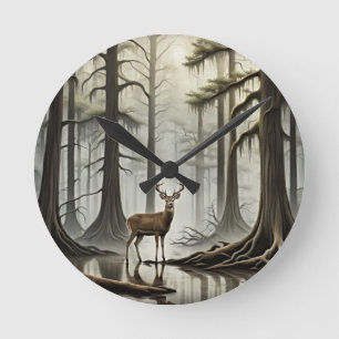 Bayou Deer Round Clock