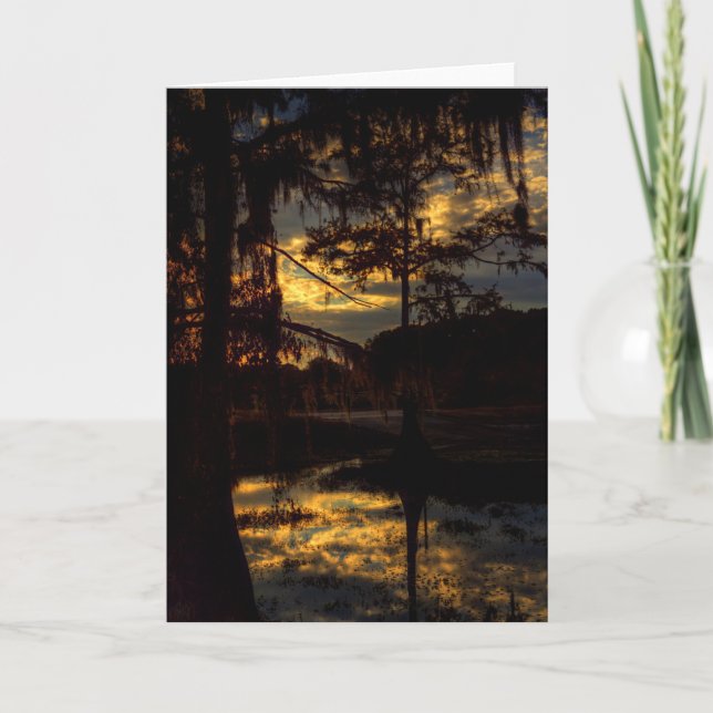 Bayou Sunset Reflection Card (Front)