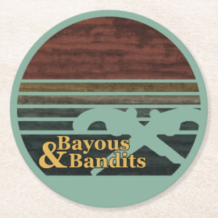 Bayous & Bandits Retro Sunset  Round Paper Coaster