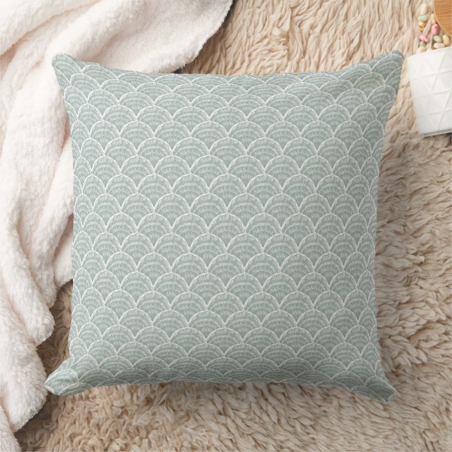 Bayside Scallop Clam Shell in seafoam green Cushion (Blanket)