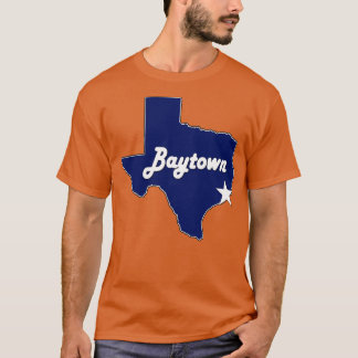 Baytown Texas Lone State Map Navy Blue City T-Shirt
