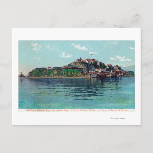 Bayview of Alcatraz Island and Prison Postcard (Front)