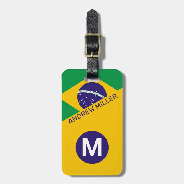 Bazil Flag Personalised modern travel luggage  Tag (Front Vertical)