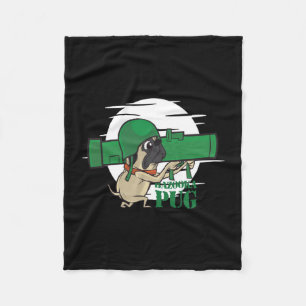 Bazooka Pug Funny Pug Dog Fleece Blanket