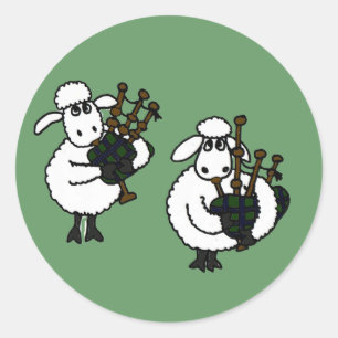 BB- Awesome Sheep Playing Bagpipes Classic Round Sticker