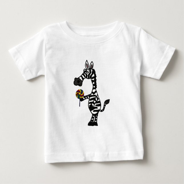 BB- Funky Zebra with a Lollipop Baby Outfit T-Shirt (Front)