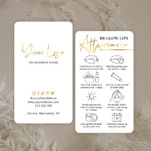 BB Glow Lips Aftercare White & Gold PMU Artist Business Card