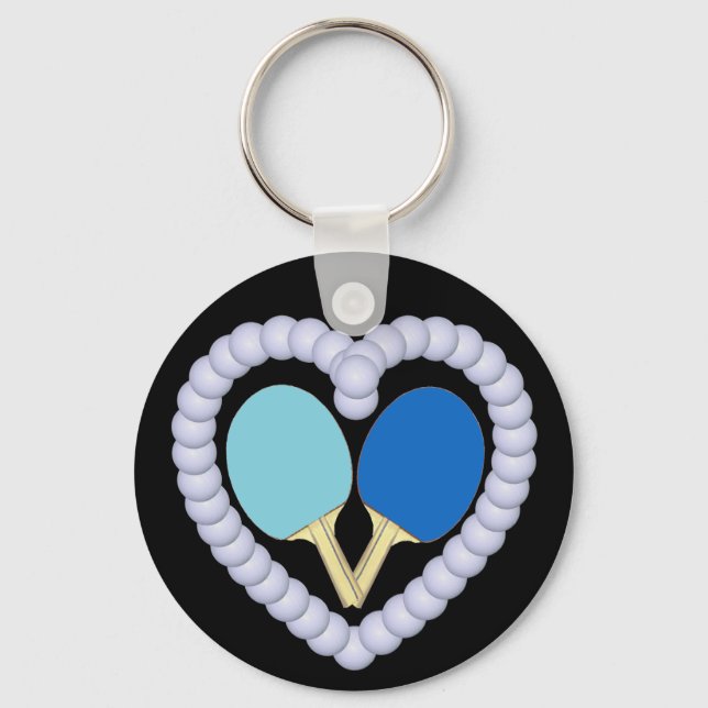 BB Ping Pong Paddle Heart Key Ring (Front)