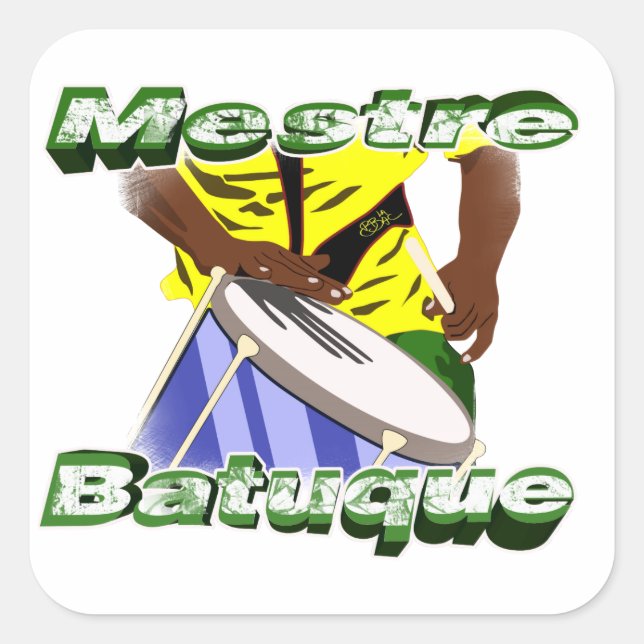 BBaC Stiker Mestre Batuc Samba Batucada Brasil Square Sticker (Front)