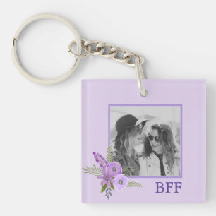  BBF - Personalised Violet Purple Lavender Flowers Key Ring