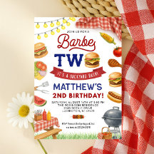 BBQ 2nd Birthday Invitation Summer Grill Birthday