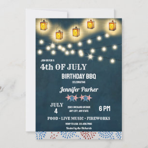 BBQ   4th of July Birthday Invitation