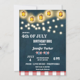 BBQ   4th of July Birthday Invitation