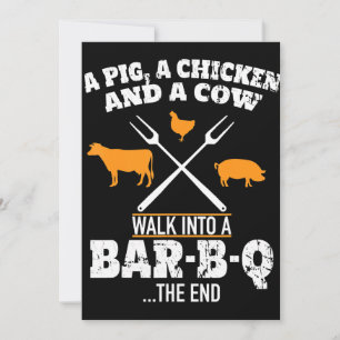 BBQ A Pig A Chicken And A Cow Funny BBQ Holiday Card