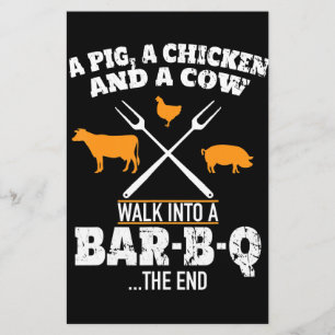 BBQ A Pig A Chicken And A Cow Funny BBQ Stationery